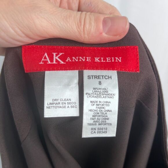 Anne Klein Brown Midi Flared Career Office Wear Skirt 96% Wool Size 8 - Picture 6 of 7